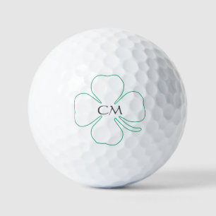 Lucky Green Clover with Monogram   Golf Balls
