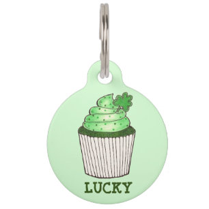 Lucky Green Cupcake Shamrock St. Paddy's Day Pet Tag
