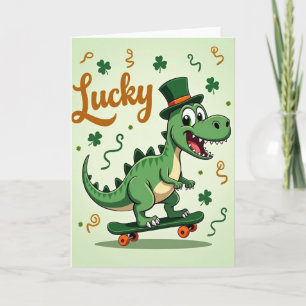 Lucky Green Dino Pattern Card