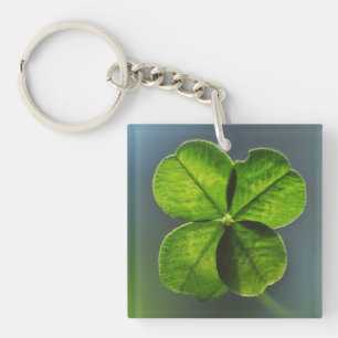 Lucky Green Four Leaf Clover Keychain