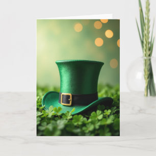 Lucky Green Hat Clover Card