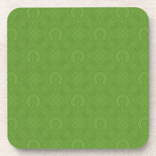 Lucky Green Icons Pattern Coaster (Front)