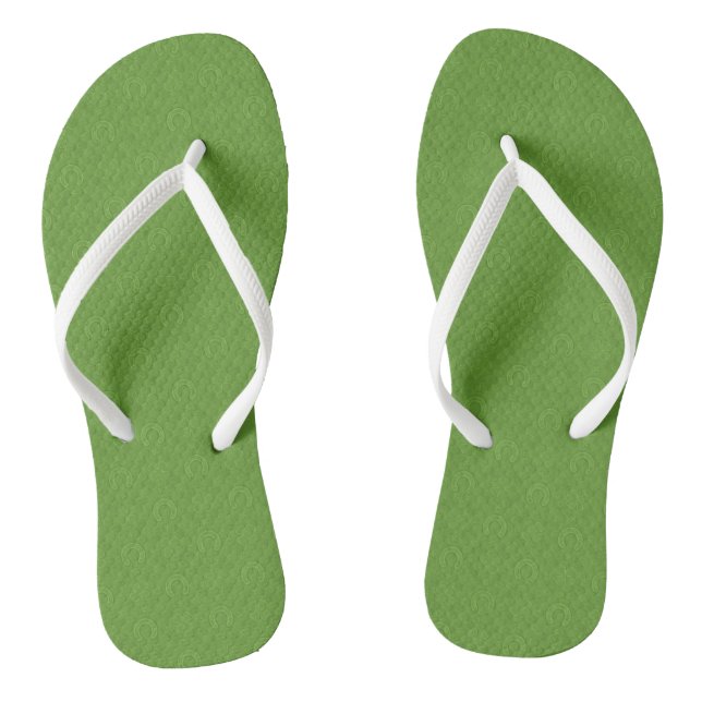 Lucky Green Icons Pattern Flip Flops (Footbed)
