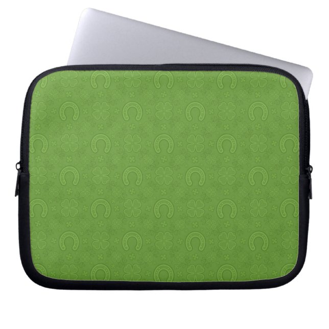 Lucky Green Icons Pattern Laptop Sleeve (Front)