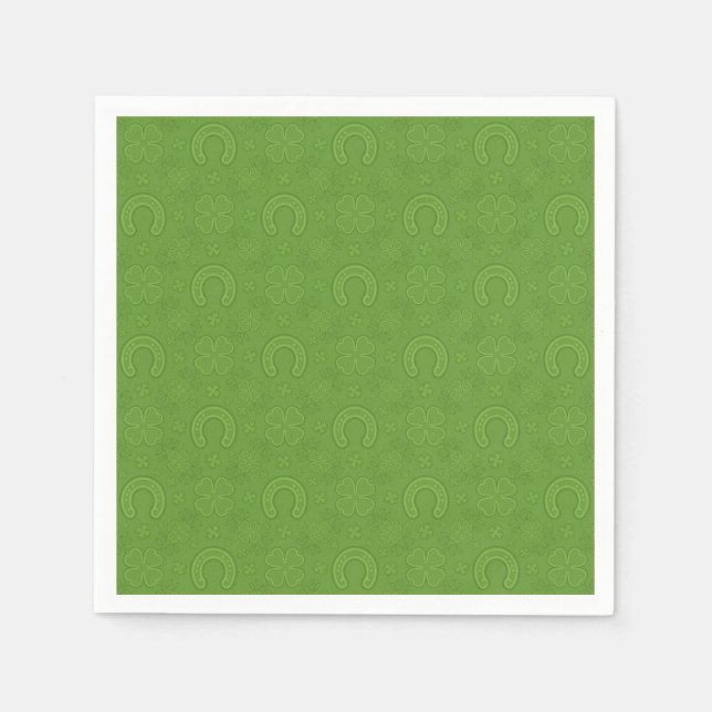Lucky Green Icons Pattern Napkin (Front)