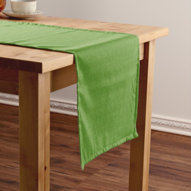Lucky Green Icons Pattern Short Table Runner (In Situ)