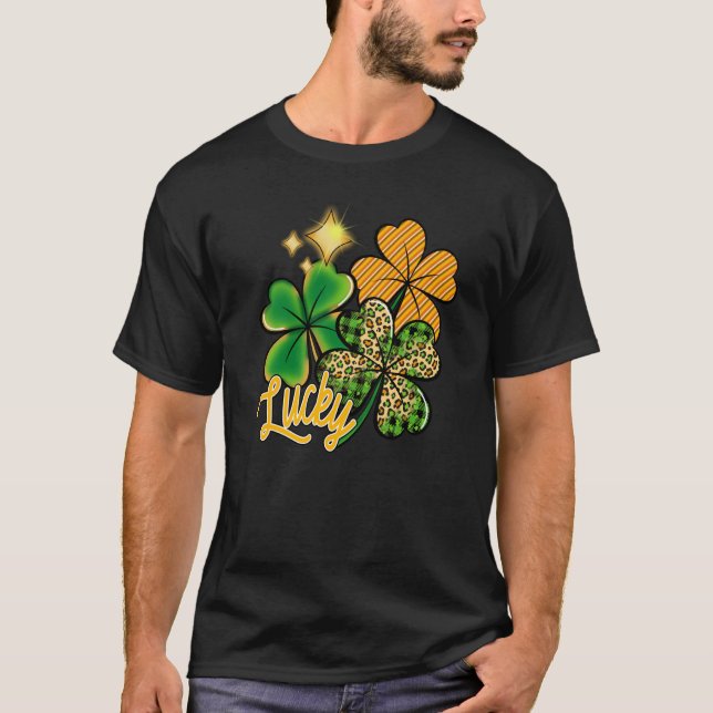 Lucky Green Irish Plaid Shamrock St Patrick's Day  T-Shirt (Front)