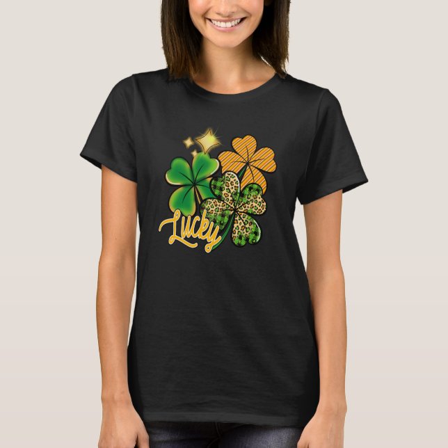 Lucky Green Irish Plaid Shamrock St Patrick's Day  T-Shirt (Front)