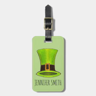 Lucky Green Leprechaun Top Hat St. Patrick's Day Luggage Tag