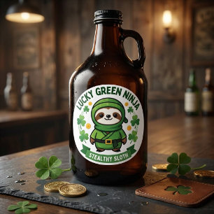 Lucky Green Ninja Sloth St. Patrick's Day Classic Round Sticker