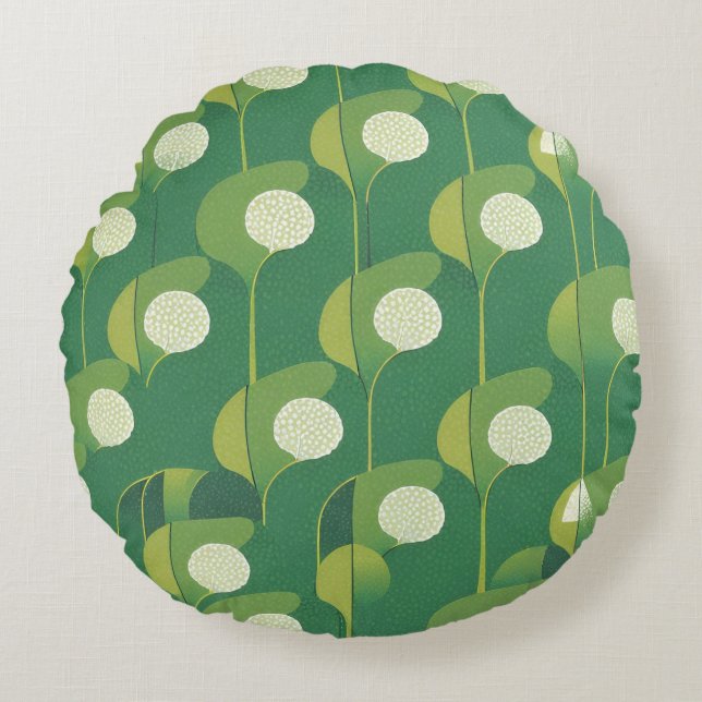 Lucky Green pattern Round Cushion (Front)