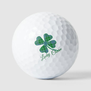Lucky Green Plaid Shamrock Four-Leaf Clover  Golf Balls