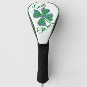 Lucky Green Plaid Shamrock Four-Leaf Clover  Golf Head Cover