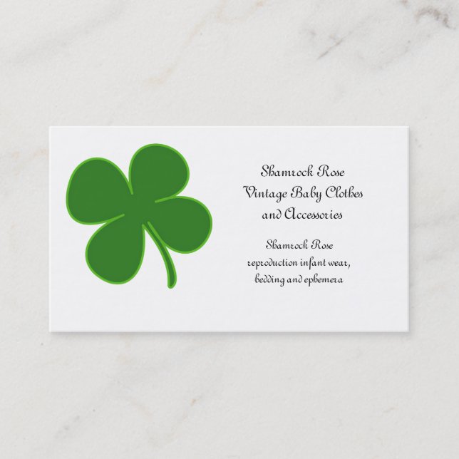 Lucky Green Shamrock Business Card (Front)