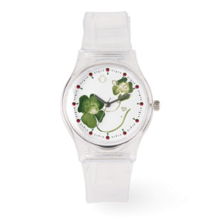 LUCKY GREEN SHAMROCK LADIES WITH HEARTS WATCH