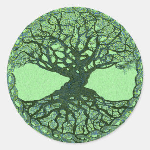 Lucky Green Tree of Life Classic Round Sticker