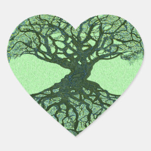 Lucky Green Tree of Life Heart Sticker