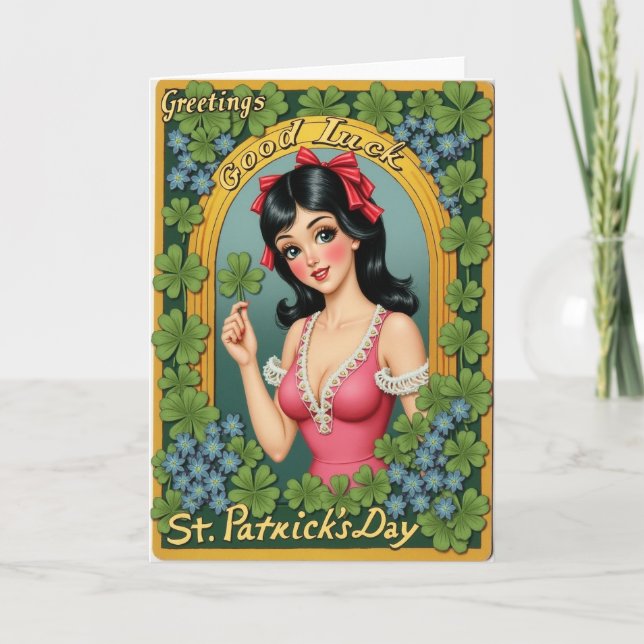 Lucky Greetings St Patricks Day Card (Front)