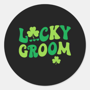 Lucky Groom Bride Couples Matching Wedding St Patr Classic Round Sticker
