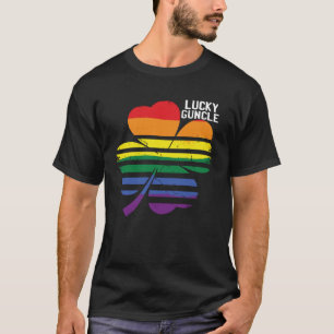 Lucky Guncle Gay Vintage Nostalgia Rainbow C Shamr T-Shirt