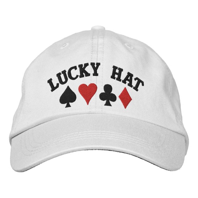 Lucky Hat Playing Card Suits Embroidered Baseball (Front)