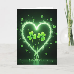 Lucky Heart Glowing Clover Card