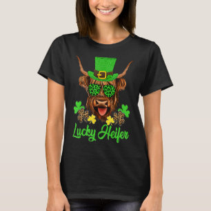 Lucky Heifer Happy St Patricks Day Funny Leopard C T-Shirt