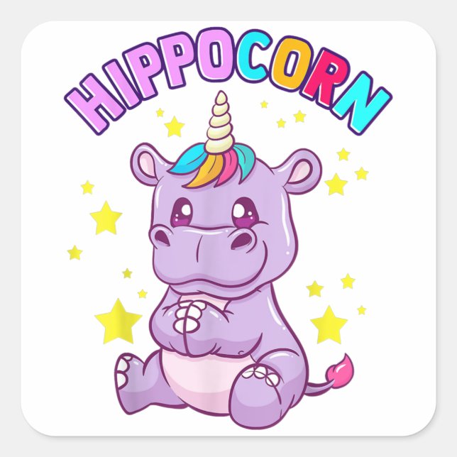 Lucky Hippo Sticker - Cute Gift Idea (Front)