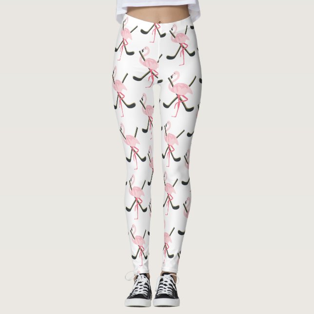 Lucky Hockey Victory Flamingo Leggings (Front)