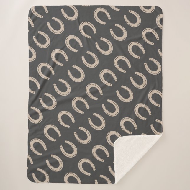 Lucky Horse Shoe Sherpa Blanket (Front)