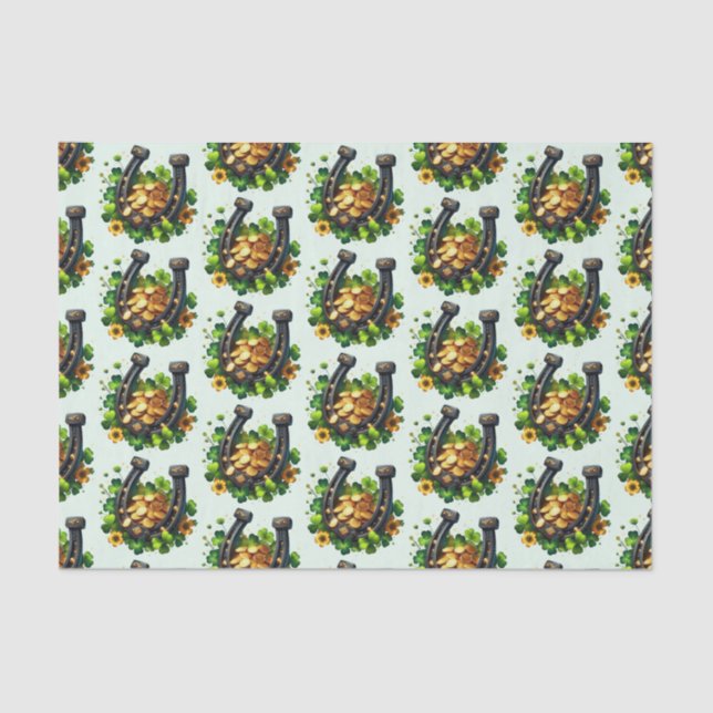 Lucky Horseshoe and Gold Coins Pattern Tissue Paper (Front)