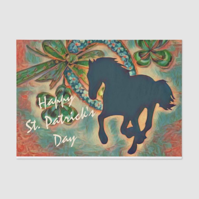Lucky Horseshoe and Horse St. Patrick's Day Tissue Paper (Front)