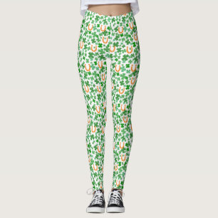 Lucky Horseshoe Four Leaf Clover St Patrick's Day Leggings