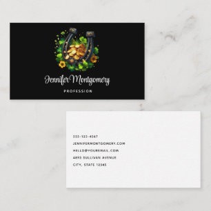 Lucky Horseshoe Gold Coins and Clover Business Card