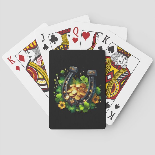 Lucky Horseshoe Gold Coins and Clover Playing Cards (Back)