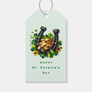 Lucky Horseshoe Gold Coins and Clover Thank You Gift Tags