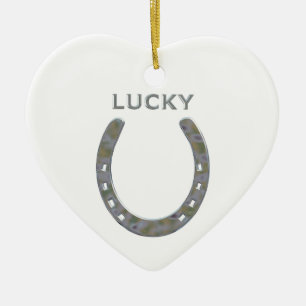 Lucky Horseshoe in Gold and Silver Ceramic Tree Decoration