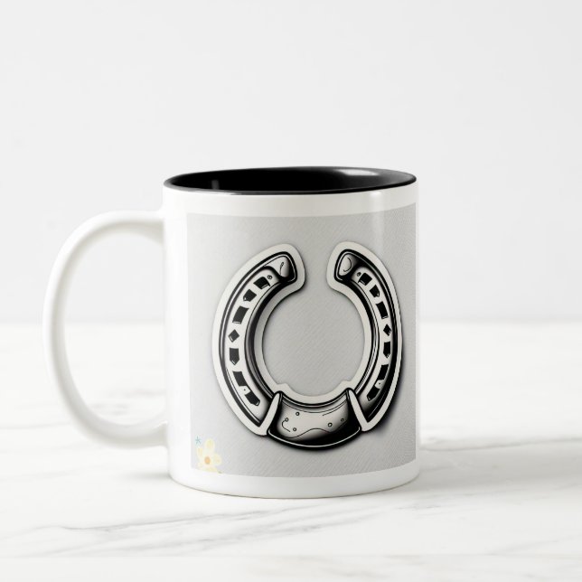 "Lucky Horseshoe Ink" Two-Tone Coffee Mug (Left)