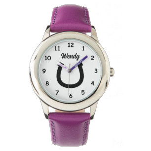 Lucky horseshoe logo custom name girl's watch