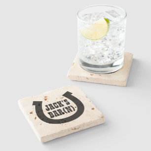 Lucky horseshoe logo drink coaster for bar(n)
