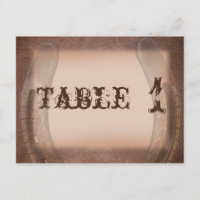 Lucky Horseshoe on Brown Leather Table Number