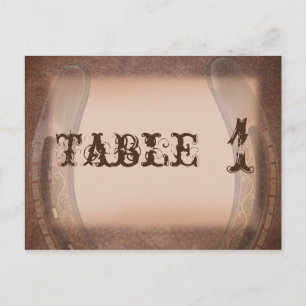 Lucky Horseshoe on Brown Leather Table Number Postcard