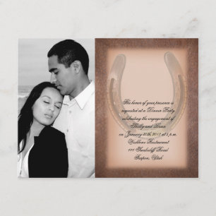 Lucky Horseshoe on Brown Wedding Engagement Invitation