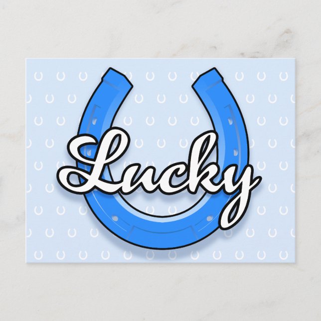 Lucky Horseshoe Postcard (blue) (Front)
