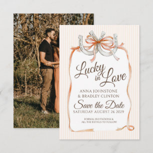 Lucky horseshoe ribbon wedding save the date