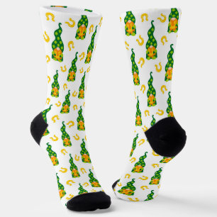 Lucky Horseshoe Shamrock Gnome Socks