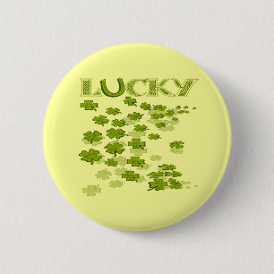 Lucky HorseShoe Shamrocks 6 Cm Round Badge