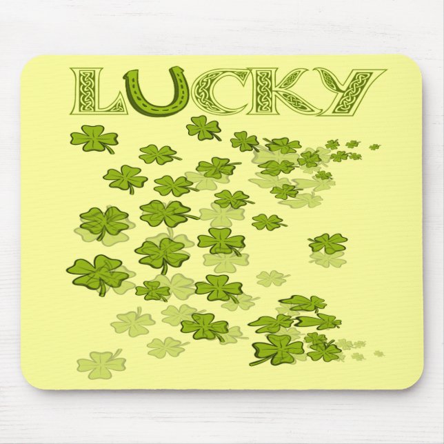 Lucky HorseShoe Shamrocks Mouse Mat (Front)