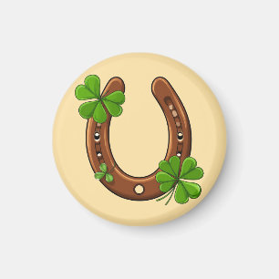 Lucky Horseshoe With Green Shamrocks Magnet