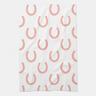 Lucky horseshoes pink pattern kitchen towel